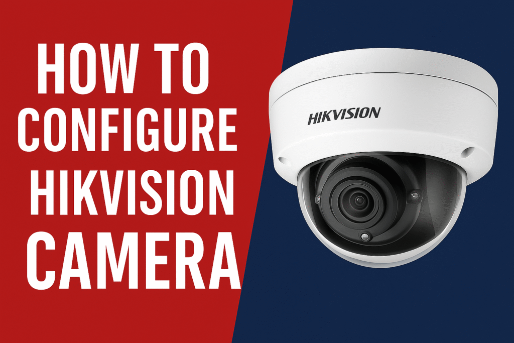 Thumbnail showing how to configure Hikvision camera with setup guide text and CCTV camera